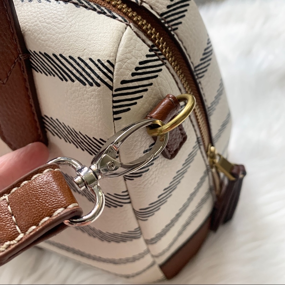 Fossil Fiona Striped Crossbody Satchel Purse Bag - Picture 11 of 16